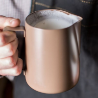 Brown Non-Stick Milk Jug in use